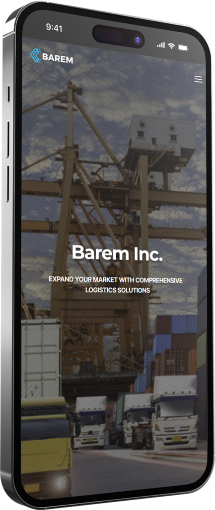 Barem Inc. website on a phone