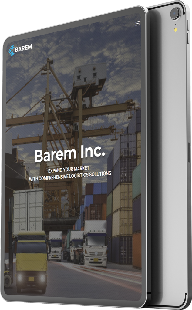 Barem Inc. website on a tablet