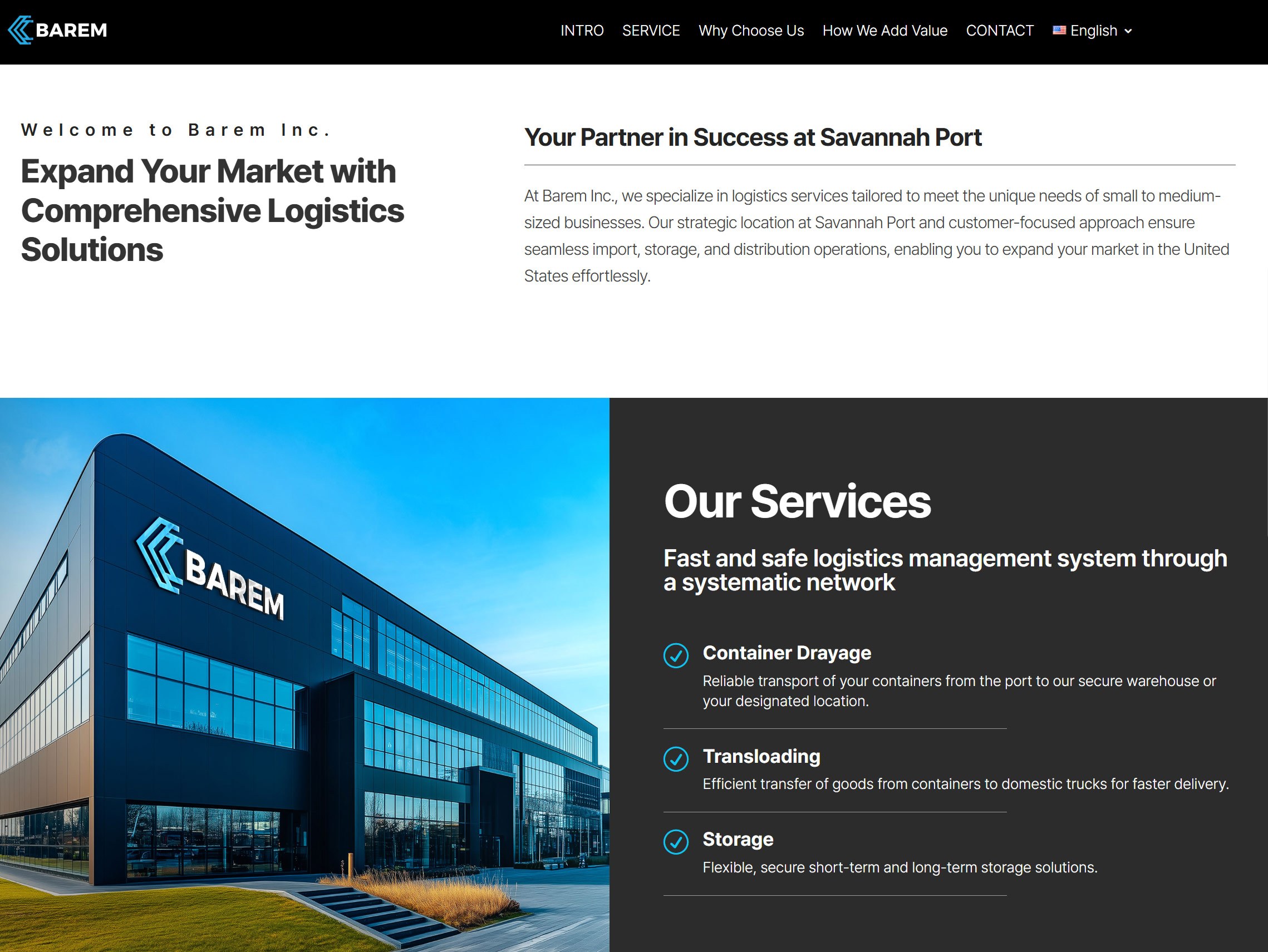 Barem Inc. website — introduction and services