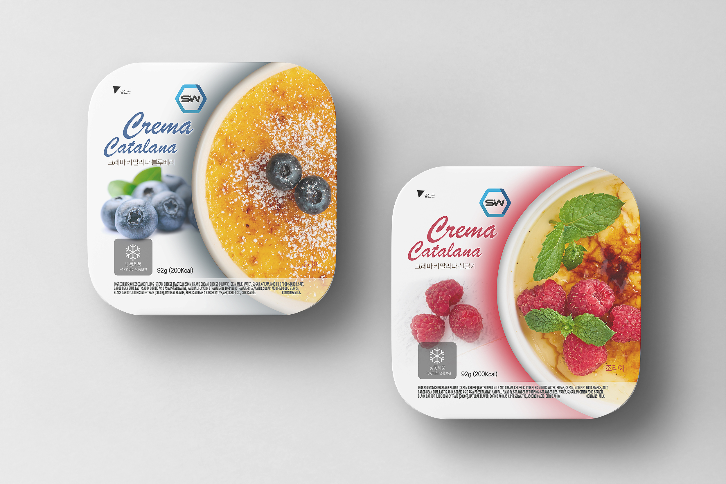Crema Catalana blueberry and raspberry packages