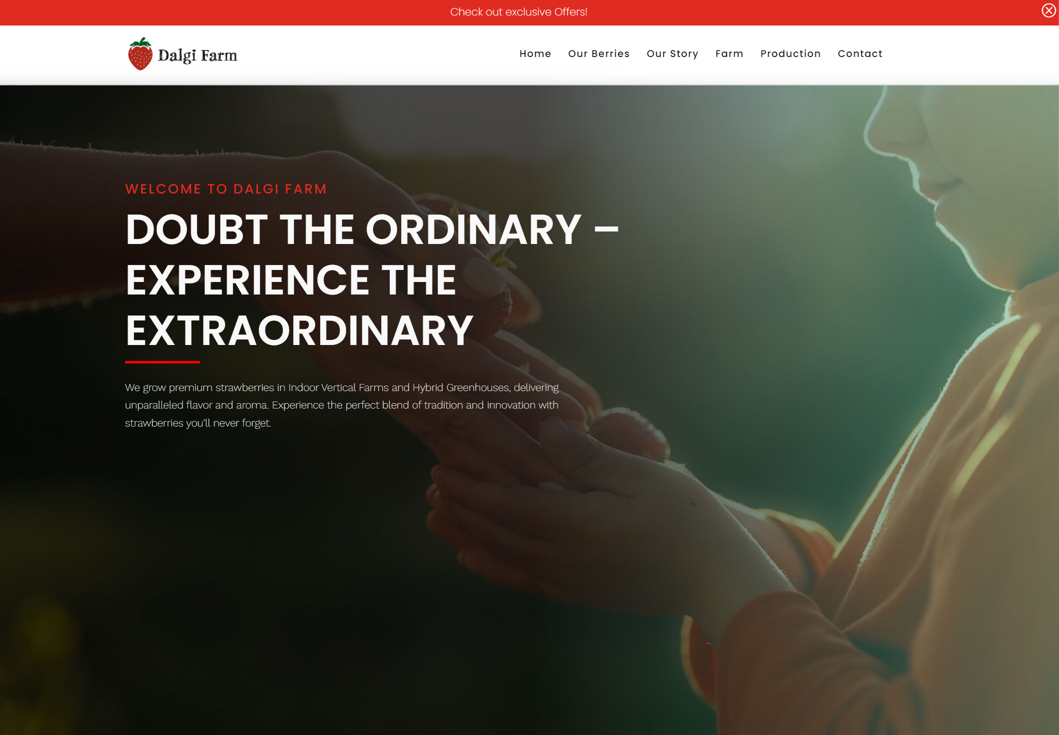 Dalgi Farm website — home hero