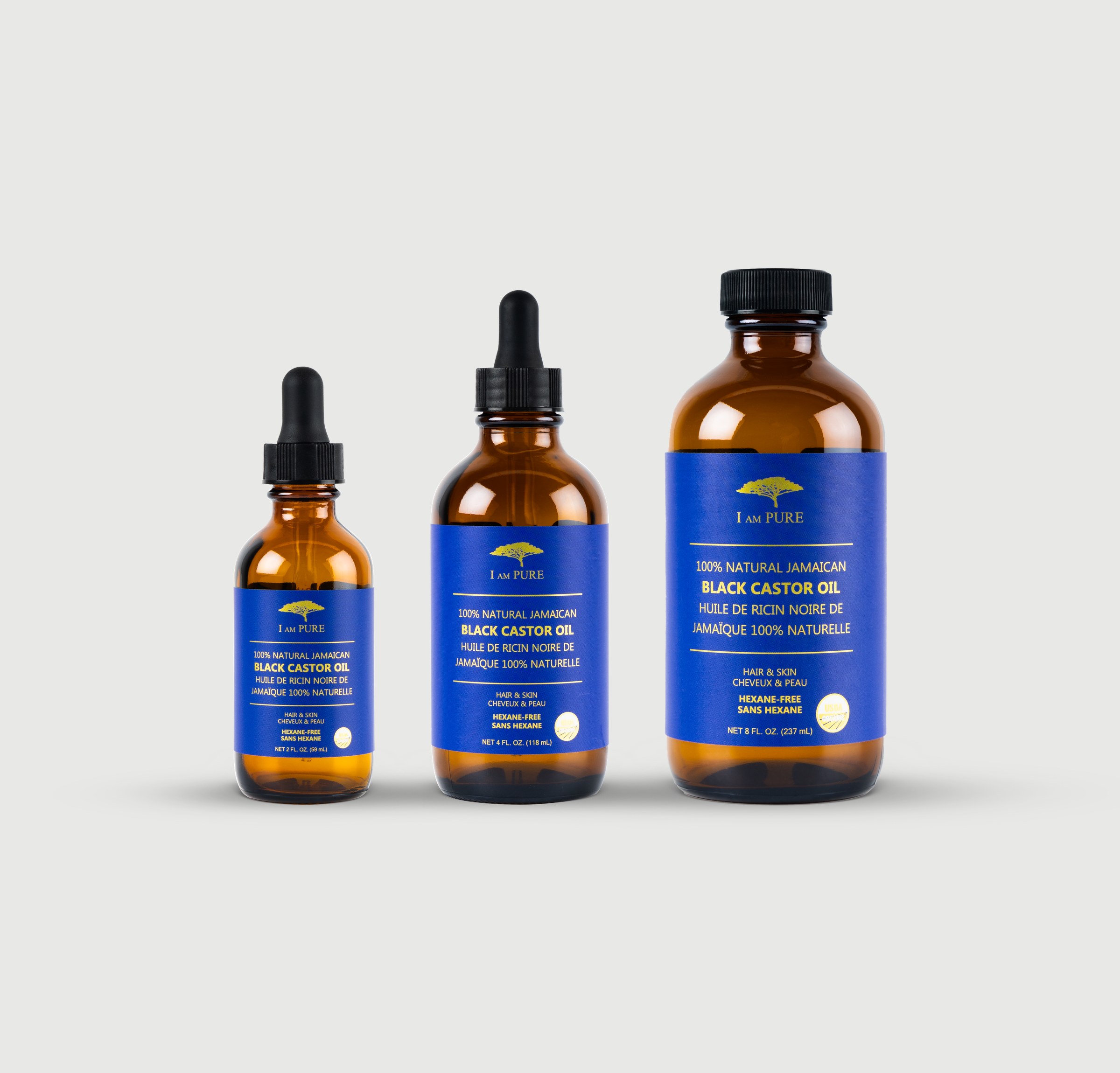 IAMPURE Jamaican Black Castor Oil in 59ml, 118ml and 237ml