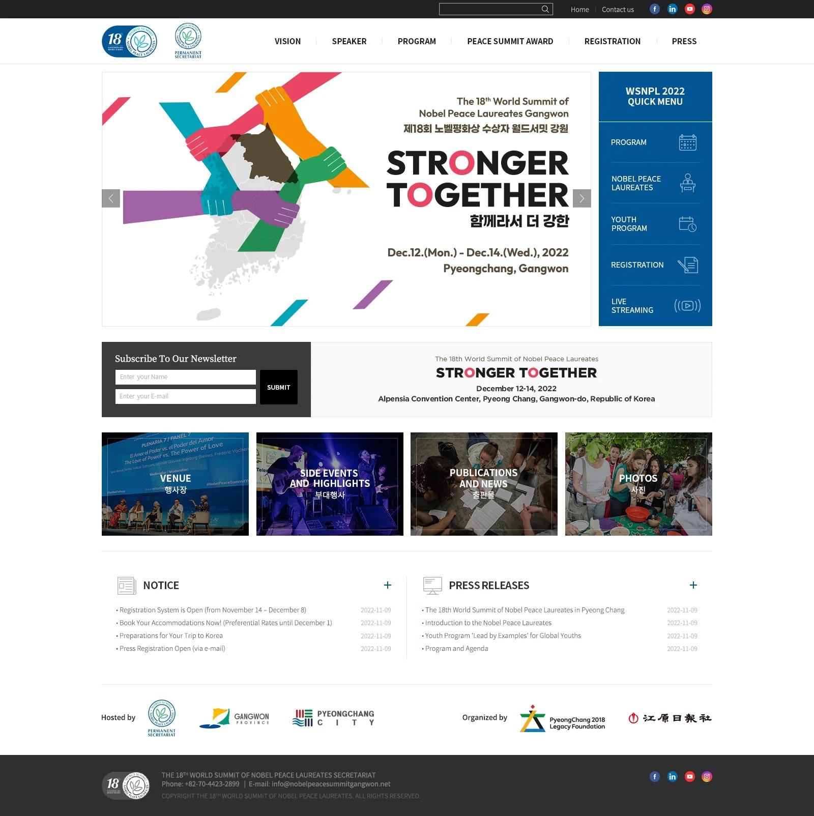 NOBEL PEACE SUMMIT — website
